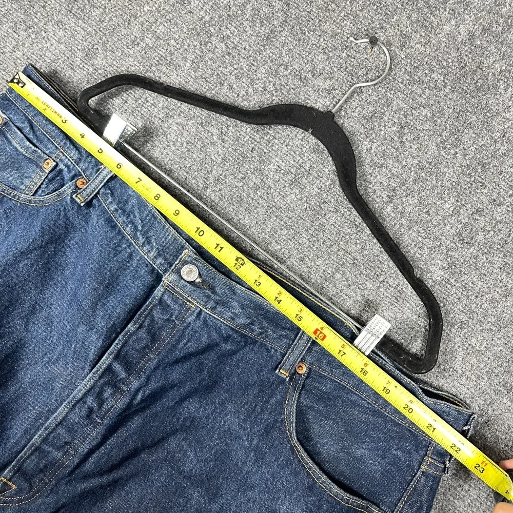 Levis 501 Dark Wash Blue Button Fly Denim Jeans 100% Cotton Size 48x32 **READ